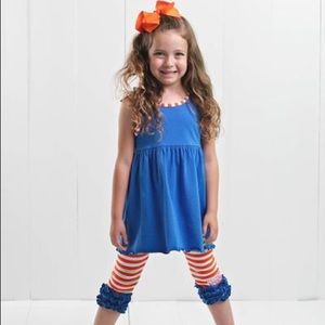 Ruffle Girl Blue & Orange Ruffle Legging Capri Set
